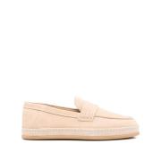 Platte Moc Stiksel Schoenen Hogan , Beige , Dames