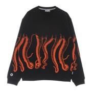 Zwarte lichtgewicht crewneck sweatshirt met Octopus-logo Octopus , Bla...