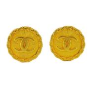 Pre-owned Metal earrings Chanel Vintage , Yellow , Dames