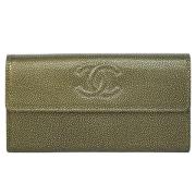 Pre-owned Leather wallets Chanel Vintage , Yellow , Dames