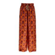 Ikat Print Wijde Zijden Broek Zimmermann , Orange , Dames