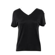 Katoen V-hals Korte Mouw T-shirt RRD , Black , Dames