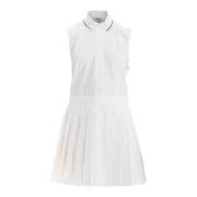 Elegante Witte Katoenen Geplooide Jurk Thom Browne , White , Dames