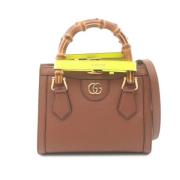 Pre-owned Leather handbags Gucci Vintage , Brown , Dames