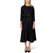 Zwart Polyester Lang Jurk Sandro Ferrone , Black , Dames