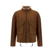 Shearling Leren Jas Salvatore Santoro , Brown , Heren