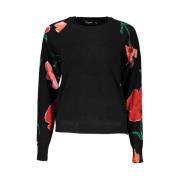 Stijlvolle Contrast Pullover met Ronde Hals Desigual , Black , Dames