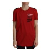 Rood katoenen T-shirt met ronde hals Dolce & Gabbana , Red , Dames