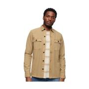 Katoenen Overhemd Lange Mouwen Herfst/Winter Superdry , Beige , Heren