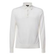 Witte Wol Polo Shirt Knoopsluiting Ermenegildo Zegna , White , Heren