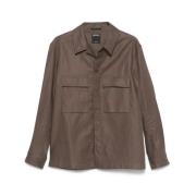 Bruine Foliage Overhemd met Knoopsluiting Ermenegildo Zegna , Brown , ...