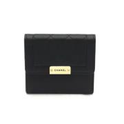 Pre-owned Leather wallets Chanel Vintage , Black , Dames