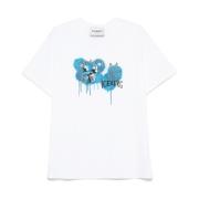 Wit Logo Print Crew Neck T-shirt Iceberg , White , Heren