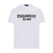 Logo Print Wit T-shirt Lichtgewicht Jersey Dsquared2 , White , Heren