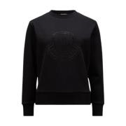 Kristal Logo Sweatshirt Zwart Moncler , Black , Dames