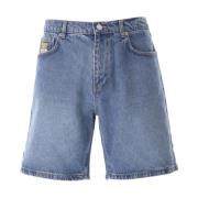 Denim Teddy Bear Bermuda Shorts Moschino , Blue , Heren