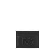 Gestructureerde Zwarte Leren Kaarthouder Dolce & Gabbana , Black , Her...