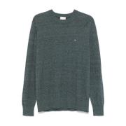 Blauwe Crew Neck Sweater Geribbeld Calvin Klein , Blue , Heren