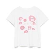 Wit Crew Neck Slogan Print T-shirt Re/Done , White , Dames