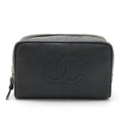 Pre-owned Leather pouches Chanel Vintage , Black , Unisex