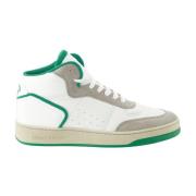 Witte leren sneakers met groene stof Saint Laurent , Green , Heren