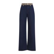 Donkerblauwe Denim Taille Jeans Gucci , Blue , Dames