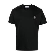 Zwart Borstlogo T-shirt Stone Island , Black , Heren