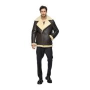 Charlie - Bruin Beige Shearling Jas Vespucci by VSP , Brown , Heren