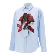 Blauwe Rose Print Overhemd Vaquera , Blue , Dames