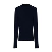 Navy Blue Wol Gebreide Sweaters Twinset , Blue , Dames