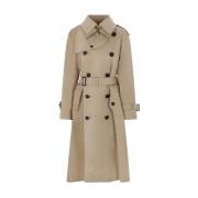 Beige Dubbelbreasted Trenchcoat Sacai , Beige , Dames