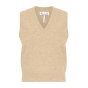 Bruine Gebreide V-hals Tanktop Maison Margiela , Brown , Dames