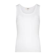 Witte Ribgebreide Scoop Neck T-shirt Agolde , White , Dames