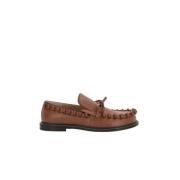 Bruin Leren Platte Schoenen met Strik JW Anderson , Brown , Dames