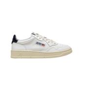 Witte Leren Sneakers met Donkerblauwe Hiel Autry , White , Heren