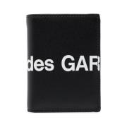 Zwarte Leren Bifold Portemonnee Logo Print Comme des Garçons , Black ,...