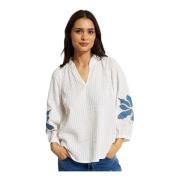 Vrouwelijke Bonni Blouse met V-Hals IN Front , White , Dames