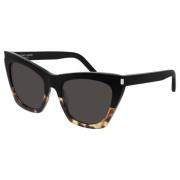 Zwart Havana/Donkergrijze Zonnebril Saint Laurent , Black , Dames