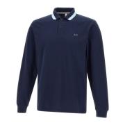 Heren Polo Shirt met Elleboog Patches Sun68 , Blue , Heren