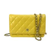 Pre-owned Leather chanel-bags Chanel Vintage , Yellow , Dames