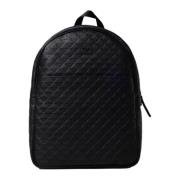 Moderne leren rugzak met All-over Eagle-logo Emporio Armani , Black , ...