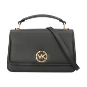 Zwarte leren handtas met gouden afwerking Michael Kors , Black , Dames