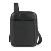 Zwarte leren tas - Eén maat Piquadro , Black , Heren