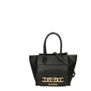 Zwarte vegan leren handtas met gouden details Love Moschino , Black , ...