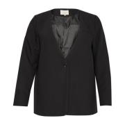 Zwart Diep Blazer Jas Stijlvol Kaffe Curve , Black , Dames