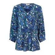 Blauwe Mist Top met Prachtige Patronen Masai , Multicolor , Dames