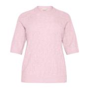 Lila Sneeuw Melange Gebreide Trui Kaffe Curve , Pink , Dames