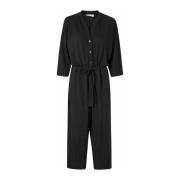 Zwarte Jumpsuit met 3/4 Mouwen Masai , Black , Dames