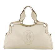 Pre-owned Leather handbags Cartier Vintage , White , Dames