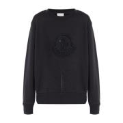 Zwarte Katoenen Sweatshirt met Strass Moncler , Black , Dames